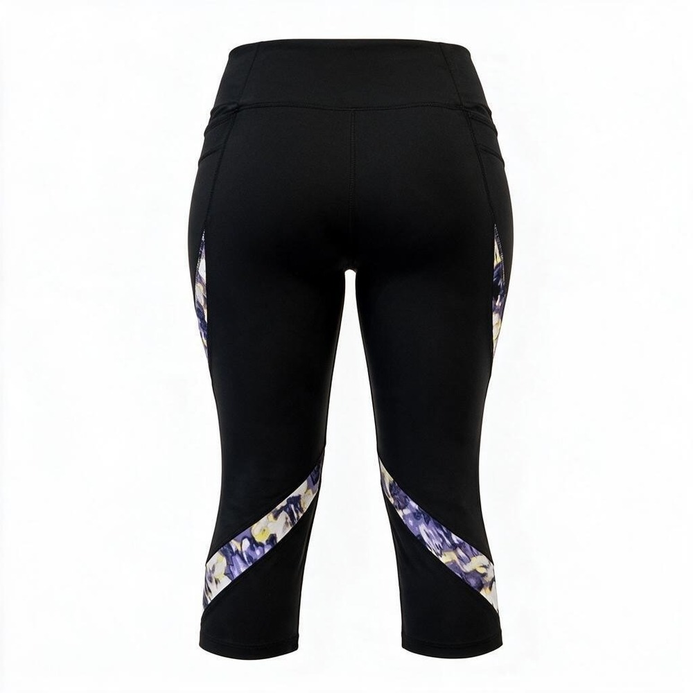 LIVI for Lane Bryant Wicking Capri Leggings Black Floral Print Size 18/20 Active